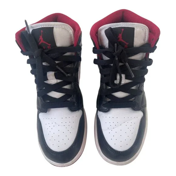 Jordan Women's 1 Mid Gym Red Panda Shoes sz 4Y EUR 36, 23 cm UK 3.5 -DJ4695-122